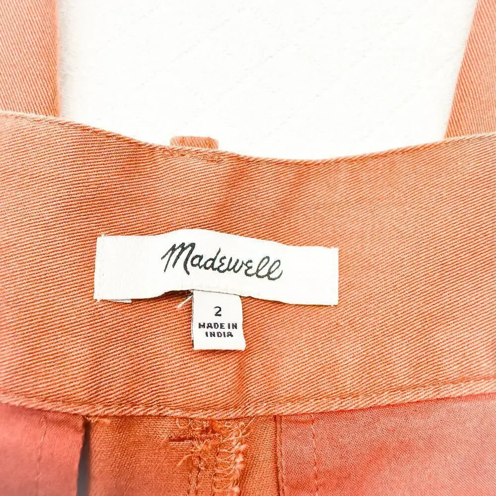 Madewell Orange Wide Leg Pleated Color Jean Denim Front Slack Pants Size 2 - Picture 6 of 8